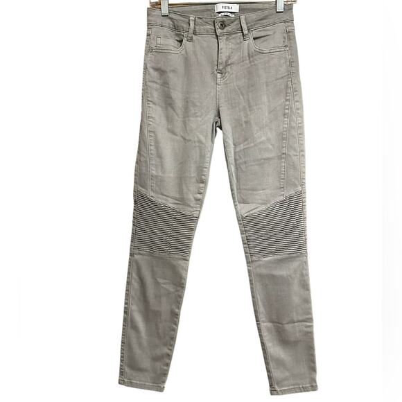 Pistola Audrey Moto Stone Grey Skinny Ankle Jeans Size 27 - Picture 2 of 6
